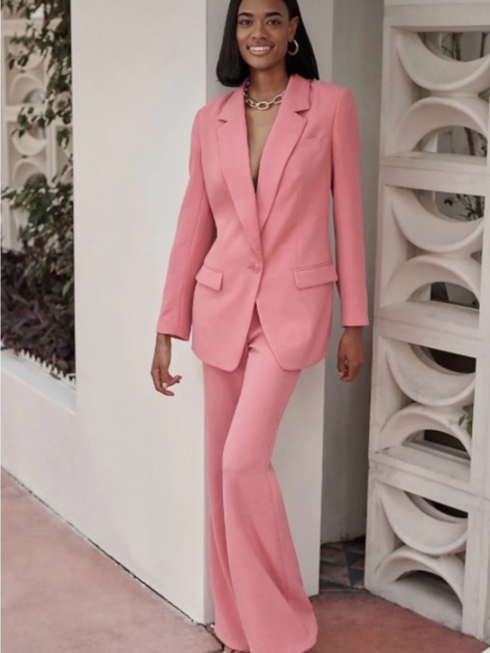 Express-Pink Pantsuit Blazer & Trousers